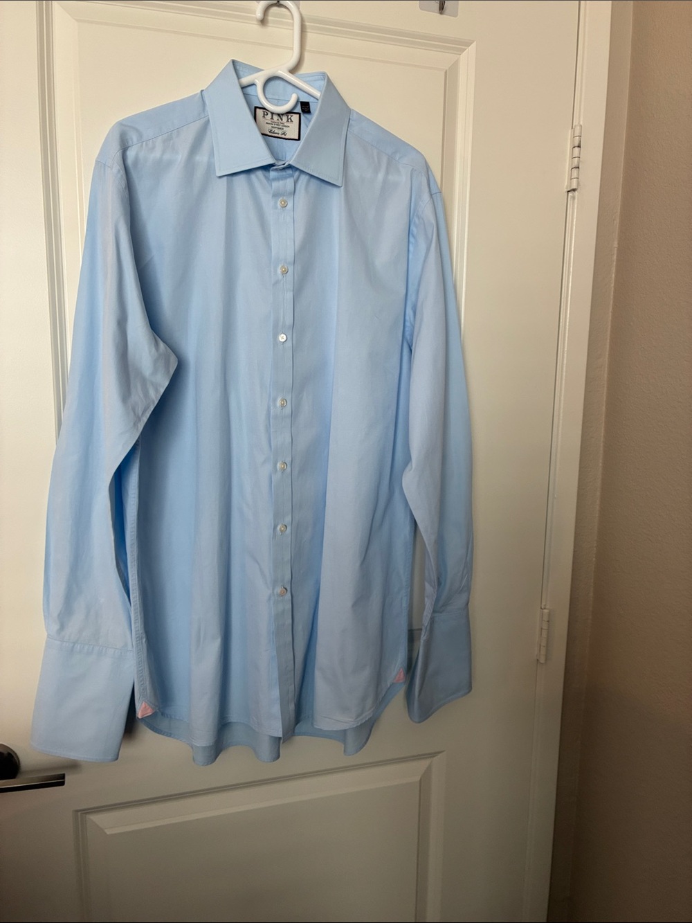 Pink Men’s Classic Fit Cotton Blue dress Shirt